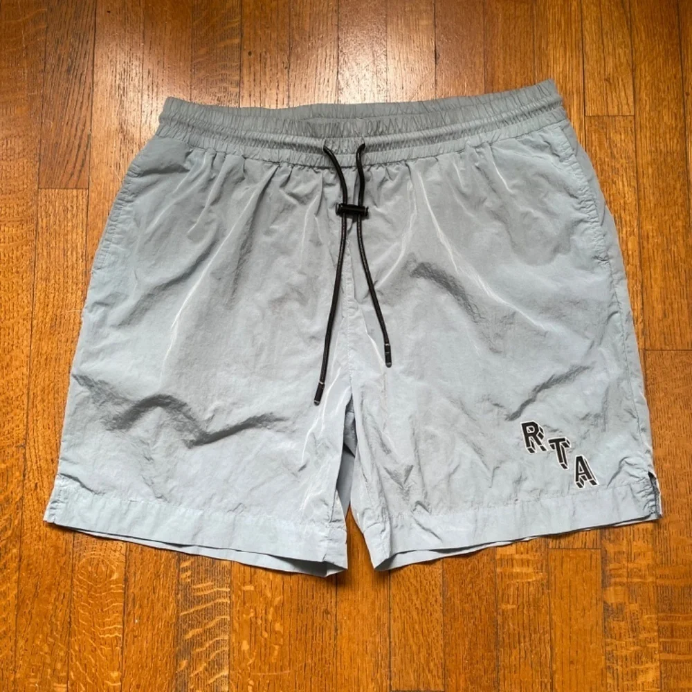 RtA Drawstring Clyde Nylon Shorts in Light Blue with Drawstring Sz L